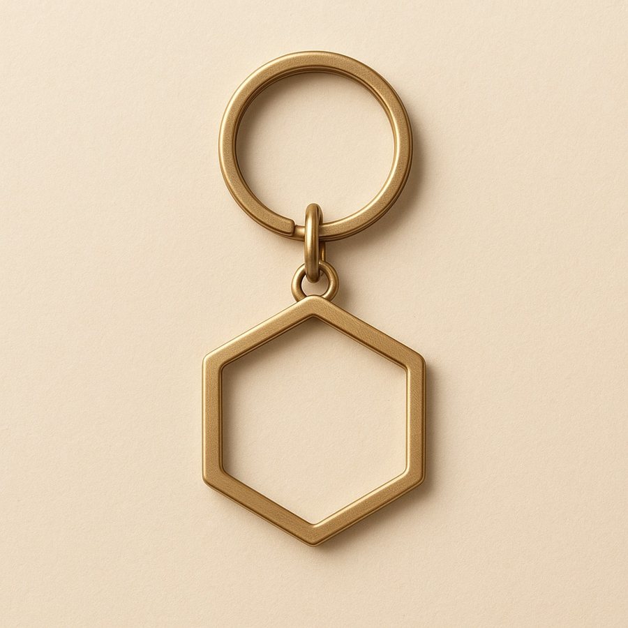 Hexagon Charm Keyring — complete unbranded gift